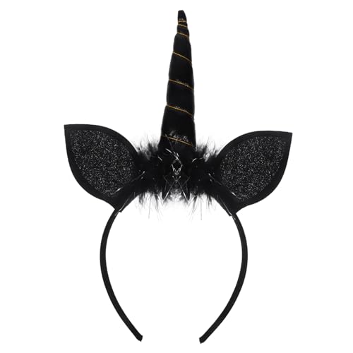 FOMIYES Unicorn Haarreif Schwarz Leichter Cosplay Party Haarschmuck Rutschfeste Einhorn Stirnband für Lustiger Kopfschmuck für Kostüm und Performance Verarbeitet von FOMIYES
