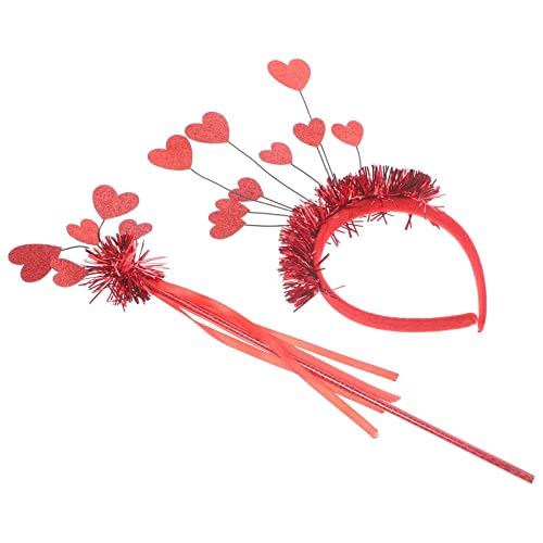 FOMIYES Valentinstag-Stirnband-Boppers, Rote Stirnbänder zum Valentinstag, Herz Haarreif Rot für Erwachsene 1 Satz von FOMIYES