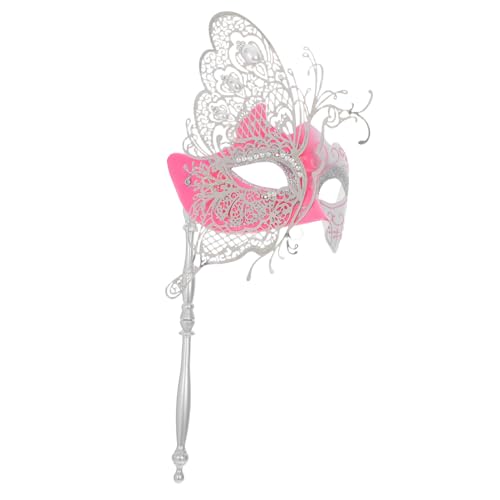 FOMIYES Venetian Butterfly Masquerade Kostümmaske aus Metall mit Stab für Damen Stilvolle Maskerade für Halloween Karneval Mardi Gras Prom Ball und Festliche Kostümpartys von FOMIYES
