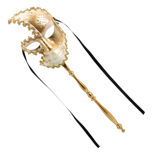 FOMIYES Venezianische Halbe Gesicht Maske Weiß Leichte Kunststoff Masquerade Maske Stab Party Kostüm Dekoration für Damen Karneval Halloween Maskenball von FOMIYES