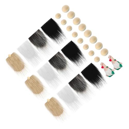 FOMIYES Vorgeschnittener Wichtelbart mit Kunstfell und Holzperlen DIY Bastelmaterial für Weihnachtsgnom Hautfreundlich Langlebig und Handgefertigt für Gnom kostüme von FOMIYES