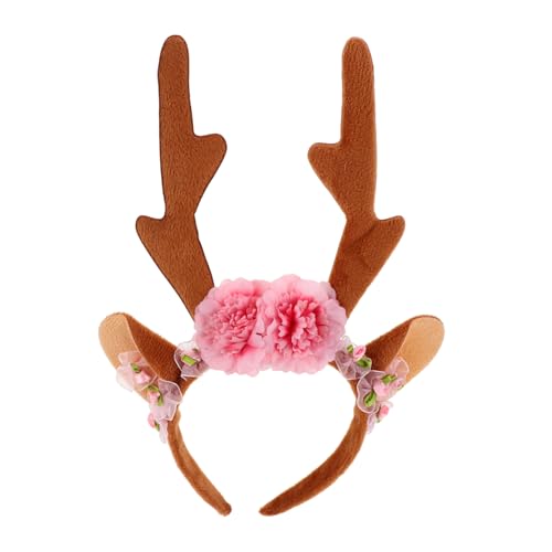 FOMIYES Weihnachtliches Hirschgeweih-Haarband mit Geweih Blumen und Ohren Leichtes und Komfortables Hirschgeweih-Haarreif für Frauen und Jugendliche Geeignet für Party Schule und von FOMIYES