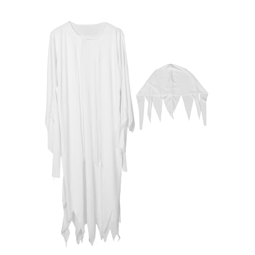 FOMIYES Weißes Damen Ghost Kostüm Halloween Gruseliges Geister Outfit Für Party Cosplay Fasching Adult Ghost Outfit Mit Einzigartigem Design FOMIYES Weißes Damen Ghost Kostüm Halloween Gruseliges Geister Outfit Für Party Cosplay Fasching Adult Ghost Outfit Mit Einzigartigem Design von FOMIYES