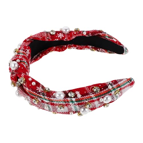 FOMIYES Weites Modisches Weihnachts-haarband mit Knoten und Kleinen Kunstperlen Trendiges Langlebiges Stirnband für Damen Festliche Kopfbedeckung für Anlassbezogene Feiern und Stilvolle von FOMIYES