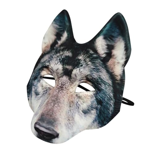 FOMIYES Wolfsmaske pelzige Kostüm Halloween Wolfskopfmaske tierische Halloween-Tiermaske Realistische Fuchs Halbmasken Regenmaske Eva Grey von FOMIYES