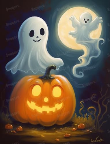 Cute Ghost Pumpkin Adult Jigsaw Puzzle 500 Pieces - Eco-Friendly, Unique Artwork Jigsaw Puzzle, Large Piece Puzzle, Great for Beginners and Seniors, for Friends and Family von FONALO