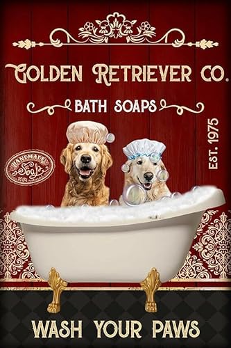 Golden Retriever Co Bath Soaps Wash Your Paws Badezimmer Hund Hunde Est 1975 Poster 1000 Teile Puzzles Herausfordernde Erwachsene Geeignet als Heimdekoration Familie Unzip Spiel von FONALO