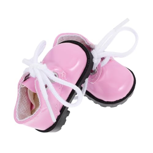 FONDOTIN 1 Paar Helle Lederschuhe Mini-schuhverzierung Minipuppenschuhe Miniatur-schuhverzierungen Dekorative Puppenschuhe Puppenmädchenschuhe Spielpuppenschuhe Kunstleder Rosa von FONDOTIN
