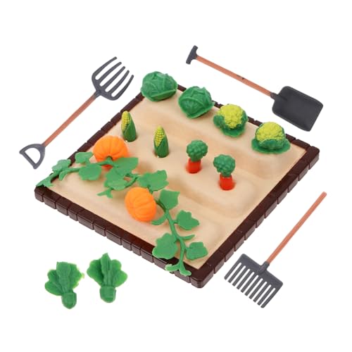 FONDOTIN 1 Satz Mini Landschaftsmodell Gemüsefeld mit Landwirtschaftlichen Werkzeugen Realistische Miniatur Farmwerkzeuge für Dekorative Szenen und Teiliges Set von FONDOTIN