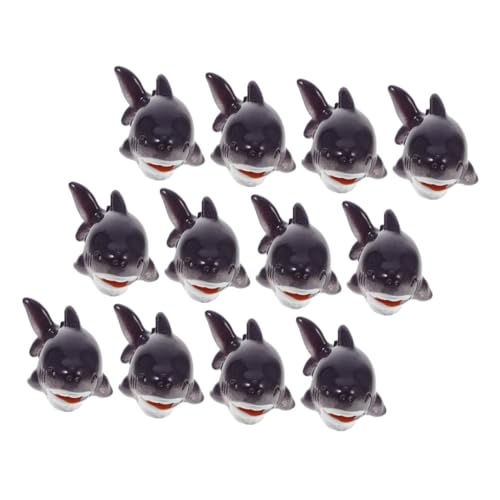 FONDOTIN 12 Stück Hai-Modell Miniatur Winzig Zahlen Kiemen Kleinkind Haie Figuren Hai-verzierung Mini-hai Kleiner Hai Mini-harzhai Black Kunstharz von FONDOTIN