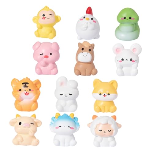FONDOTIN 12 Stück Teiliges Mini Resin Tierfiguren Detailreiche Miniatur Tiere Langlebigem Harz Vielseitige Dekoration für Gärten Terrarien Büro und Kleine Wohnräume von FONDOTIN