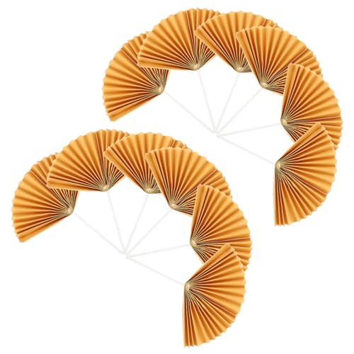 FONDOTIN 16 Stück Teiliges Cake Toppers Papierfächer Goldene Tortendeko Geburtstag Kuchenstecker für Cupcakes Partydekoration Vintage Stil von FONDOTIN