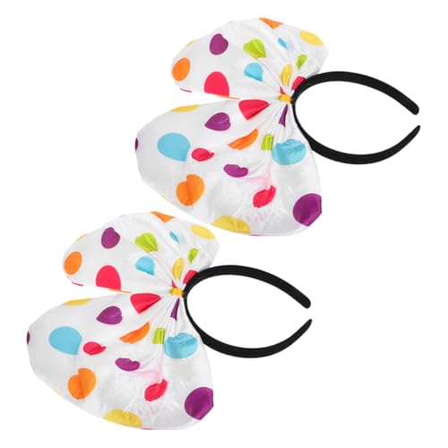 FONDOTIN 2 Stück Bunte Clown Haarreif mit Punkten Schleife Fasching Karneval Accessoire für Damen und Leichtes Bequemes Stirnband für Halloween Kostüm Bühnenauftritt von FONDOTIN