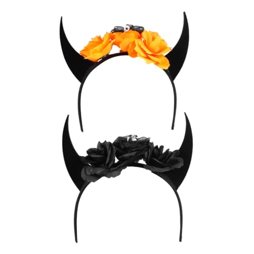 FONDOTIN 2 Stück Halloween Teufelshörner Haarreif mit Skelett Schädel Blumen Teiliges für Party Cosplay und Halloween Kostüm Komfortabler Stoff Passend für Erwachsene und Jugendliche FONDOTIN 2 Stück Halloween Teufelshörner Haarreif mit Skelett Schädel Blumen Teiliges für Party Cosplay und Halloween Kostüm Komfortabler Stoff Passend für Erwachsene und Jugendliche von FONDOTIN