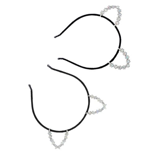 FONDOTIN 2 Stück Katzenohren Haarreif für Kostümpartys Glitzerndes Headband für Erwachsene für Cosplay Halloween und Festivitäten von FONDOTIN