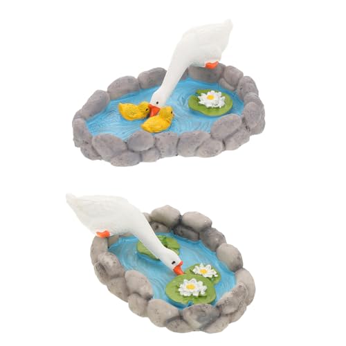 FONDOTIN 2 Stück Realistische Resin-weiße-Gans-Figur Miniatur-teich-Dekoration mit Lotusblüte Wetterfest Langlebig für Garten Teich und Indoor-Fairy-Garden-Accessoires FONDOTIN 2 Stück Realistische Resin-weiße-Gans-Figur Miniatur-teich-Dekoration mit Lotusblüte Wetterfest Langlebig für Garten Teich und Indoor-Fairy-Garden-Accessoires von FONDOTIN