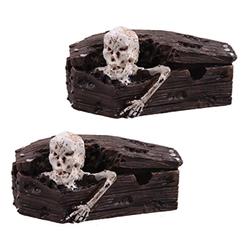 FONDOTIN 2 Stück Sarg Ornamente Echter Tank Versunkene Särge Aquarium Sarg Für Aquarium Kleines Gotisches Aquarium Sandschädel Für Aquarium Skelett von FONDOTIN