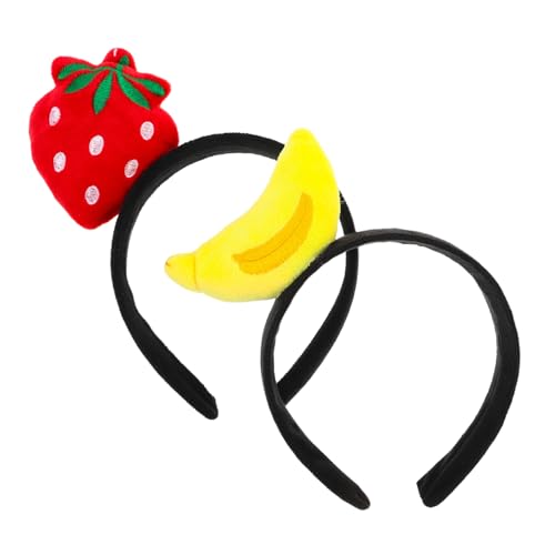 FONDOTIN 2 Stück Teiliges Cartoon Obst Haarbänder Erdbeer und Bananen Designs Leichtes Bequemes Party und Halloween Accessoire für Frauen für Fotos Cosplay Reisen und Social Media von FONDOTIN