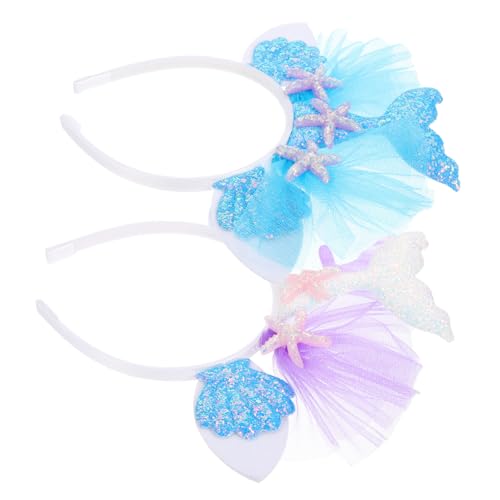 FONDOTIN 2 Stück Teiliges Halloween Haarband Meerjungfrau Muschel Haarreif Bunte Perlen Haarschmuck Leicht Komfortabel für Party Festival Karneval von FONDOTIN