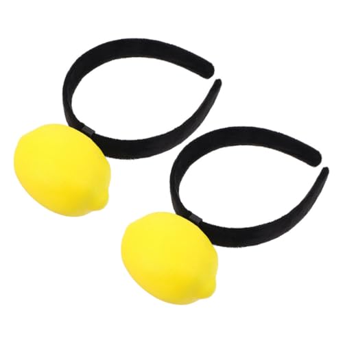 FONDOTIN 2 Stück Teiliges Plüsch Zitronen Haarband Weiches Stirnband Lustiges Kostüm Frucht Design Komfortabel für Make Up Spa Party Zubehör Junggesellinnenabschied von FONDOTIN