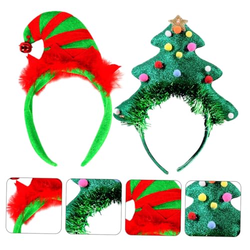 FONDOTIN 2 Stück Teiliges Weihnachts Clown Haarreif Leichtes Formstabiles Kopfband mit Lustigem Glocken Clownshut Design Kreative Kopfbedeckung für Halloween Party und Festtage von FONDOTIN