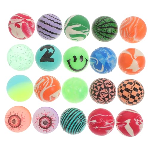 FONDOTIN 20 Stück Teiliges Bunte Hüpfbälle mit Augenmuster Elastische Spielbälle aus Hochwertigem Ungiftigem Material Farbenfroh und Sicher für Freizeit und Spielspaß von FONDOTIN