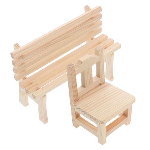 FONDOTIN 2stücke Miniatur Holzbank Modell Für Puppenhaus Und Garten Bequemes Zubehör Für Dollhouse Dekoration Vielseitige Möbel Für Wohnräume Und Schlafzimmer von FONDOTIN