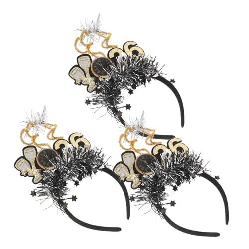 FONDOTIN 3 Stück Kopfbedeckung Für Die Neujahrsparty Kopfbedeckung Für Die Silvesterparty Kopfschmuck Für Die Neujahrsparty Neujahrszubehör Neujahr Haarbänder Eisendraht Schwarz von FONDOTIN