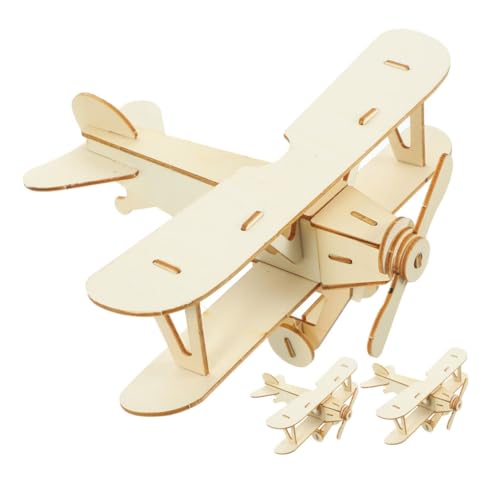 FONDOTIN 3 Stück Teiliges Holzflugzeug Bastelset DIY Flugzeugmodell Glider für Bemalen und Zusammenbauen Holzflieger Partygeschenk Langlebig Dekorativ von FONDOTIN