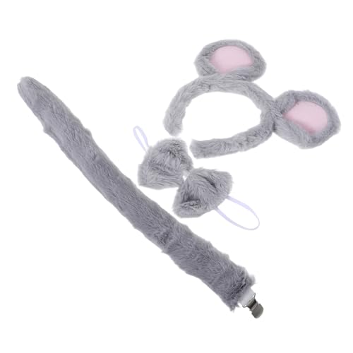 FONDOTIN 3 Stück Teiliges Mäusekostüm Set mit Plüschohren Haarreif Fliege und für Halloween Karneval und Cosplay Leicht und Tragbar für Erwachsene von FONDOTIN
