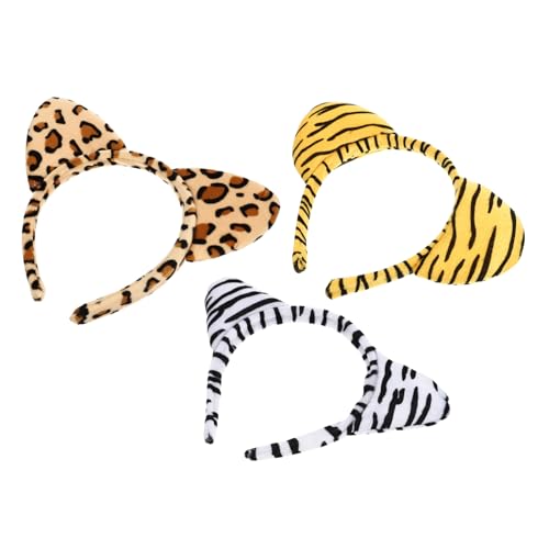 FONDOTIN 3 Stück Teiliges Plüsch Tierohren Haarband mit Leoparden Zebra Tigerdesign Weiche Haarschmuck Stirnbänder für Kostüm party Halloween Cosplay und Kinderfest FONDOTIN 3 Stück Teiliges Plüsch Tierohren Haarband mit Leoparden Zebra Tigerdesign Weiche Haarschmuck Stirnbänder für Kostüm party Halloween Cosplay und Kinderfest von FONDOTIN