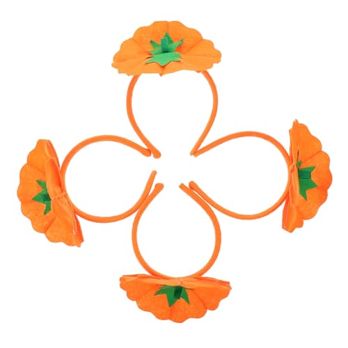 FONDOTIN 4 Stück Halloween Kürbis Stirnband Orange Leichtes Party Haarreif Kostüm Zubehör für Erwachsene und Frauen Cosplay Dekoration Langlebig und Komfortabel für Halloween und von FONDOTIN