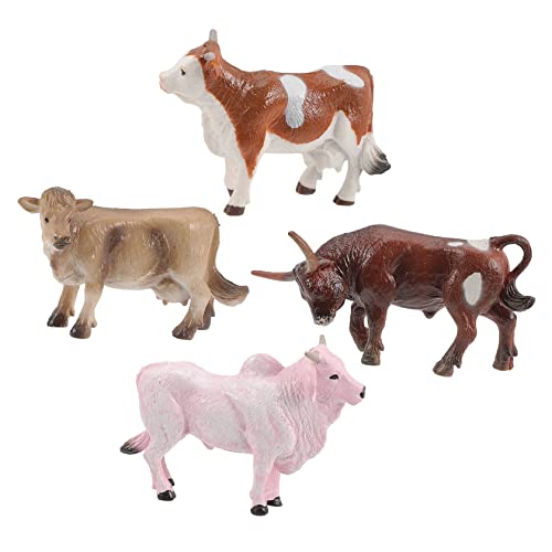 FONDOTIN 4 Stück Mini-Kuh-Modell Miniatur Zahlen Dekorationen Kühe Figuren Party Kuh Tierfigur Kuh Niedliche Kuh Dekoration Kuh Modellbau Tiere Dekoration Gartenkuh-Modell Plastik von FONDOTIN