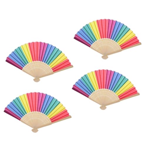 FONDOTIN 4 Stück Teiliges Fächer Faltbare Regenbogen Handfächer als Tanzrequisiten Leichte Spielzeuge Langlebig und Vielseitig für Party Hochzeit Geburtstag und Fotorequisiten von FONDOTIN
