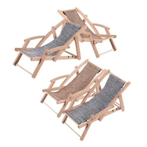 FONDOTIN 4 Stück Teiliges Miniatur Strandstuhl Faltbare Holzliege in Braun und Detailgetreue Puppenhausmöbel für DIY Garten Sommer Deko Vielseitig für Display und FONDOTIN 4 Stück Teiliges Miniatur Strandstuhl Faltbare Holzliege in Braun und Detailgetreue Puppenhausmöbel für DIY Garten Sommer Deko Vielseitig für Display und von FONDOTIN