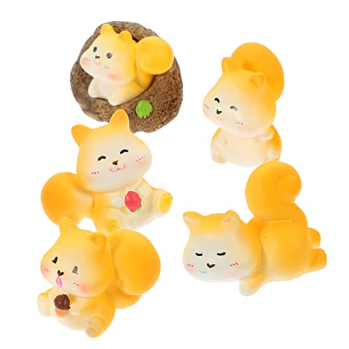 FONDOTIN 5 Stück Kleine Eichhörnchenpuppe Outdoor- Kinderspielzeug Miniatur Tisch Dekorative Eichhörnchen Mini-eichhörnchen-statuen Eichhörnchen-gartenstatuen Harz von FONDOTIN