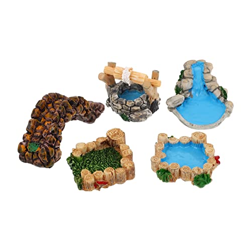 FONDOTIN 5 Stück Miniaturbrücken Resin für Garten und Landschaftsd Decoration Vintage Wasserbrunnen Holzstämme Teich und für DIY Feengarten und Mikro Landschaft von FONDOTIN
