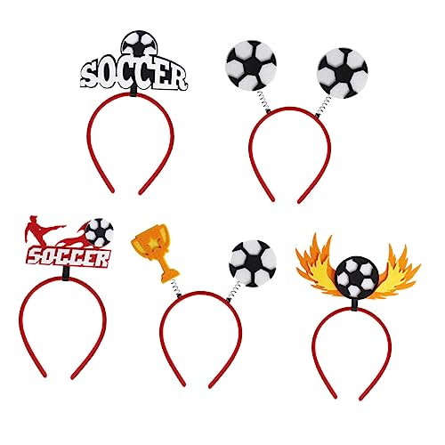 FONDOTIN 5 Stück Teiliges Fußball Haarband Kreative Stirnbänder mit Fußballdesign für Sportveranstaltungen Partys und Fotorequisiten für Fußballfans von FONDOTIN