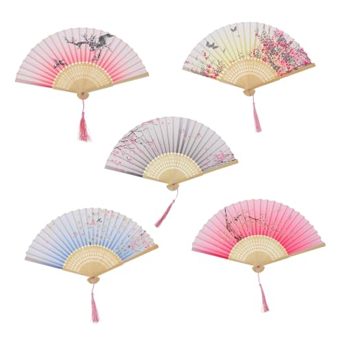 FONDOTIN 5 Stück Teiliges Vintage Faltfächer mit Blumenmuster Japanischer Stil Dekorative Faltbare Handfächer für Hochzeit Party Cosplay und Alltagsgebrauch Leicht und Langlebig FONDOTIN 5 Stück Teiliges Vintage Faltfächer mit Blumenmuster Japanischer Stil Dekorative Faltbare Handfächer für Hochzeit Party Cosplay und Alltagsgebrauch Leicht und Langlebig von FONDOTIN