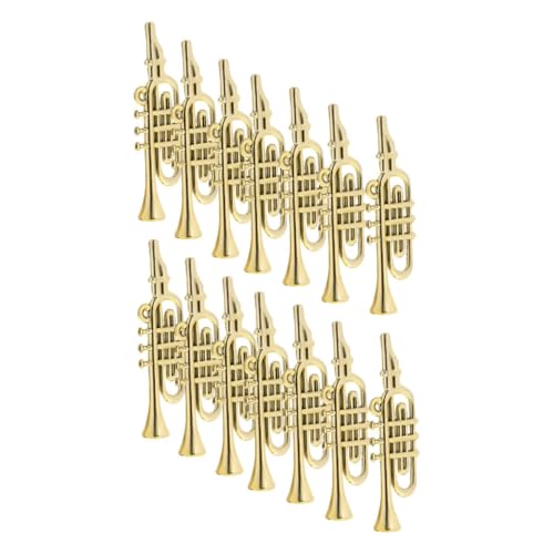 FONDOTIN 50 Stück Teiliges Miniatur Musikinstrumenten aus Robustem Kunststoff mit Glänzendem Goldfinish Detailreiche Trompete Saxophon Flöte für DIY Bastelprojekte Puppenhaus von FONDOTIN
