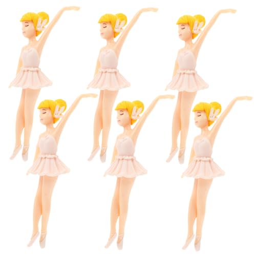 FONDOTIN 6 Stück Ballettmädchen Schlüsselbund Prinzessin tanzendes Mädchen für Dekoration kulich form home decoration Tortenaufsätze aus Kunststoff Kunststoff-DIY-Ornament Plastik Weiß von FONDOTIN