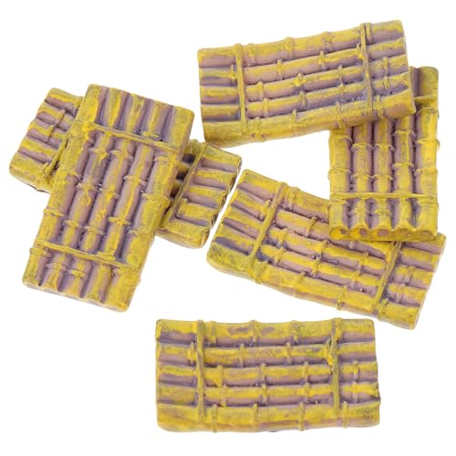 FONDOTIN 6 Stück Bambus -floß -Ornamente Dekorationen Unhöflich Gartenschmuck Im Freien Miniboote Fischtankdekor Zubehör Für Reptilien Aquarium Party Klein Yellow Harz von FONDOTIN