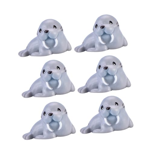 FONDOTIN 6 Stück Desktop-Figur Dekoration Walrosse Kleines Walrossspielzeug Walross- Simulationsmodell Party Walross-Figur Walrossfiguren Gartenverzierung Grey Harz von FONDOTIN