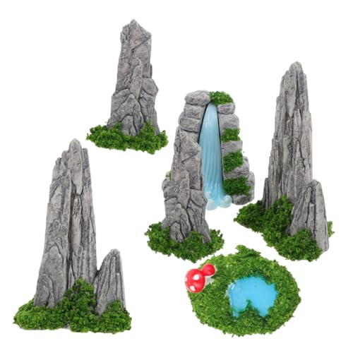 FONDOTIN 6 Stück Miniatur-Wasserfall-Landschafts-Ornamente aus Kunstharz für Garten, Mikro-Garten, Teich, Dekoration, DIY, Handwerk, Miniatur-Dekoration, Mini-Wasserfall-Pools von FONDOTIN