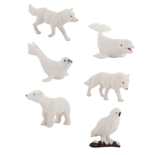 FONDOTIN 6Stücke Teiliges Wintertiermodell Dekorative Arktische Tiere für Mikrolandschaften Langlebige Figuren Flexiblem Material Lernspielzeug für Kompakte von FONDOTIN