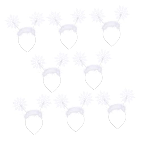 FONDOTIN 8 Stück Teiliges Schneeflocken Haarreif Weihnachten Kreativer Haarschmuck aus Kunststoff und Harz Festliche Kopfdekoration für Party und Familienfeier Süßes Bequemes Design in Weiß von FONDOTIN