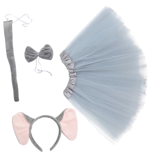 FONDOTIN Elefantenkostüm mit Ohr Stirnband Schleife und Grauem Tüllrock Leichtes Wiederverwendbares Halloween Accessoire für Damen und Erwachsene Modisch und Vielseitig Einsetzbar von FONDOTIN