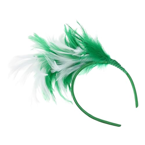 FONDOTIN Federhaarreif für Damen Haaraccessoire für Partys Hochzeiten und Bühnenaufführungen Leicht und Tragbar im Retro Stil Weiß Grün von FONDOTIN