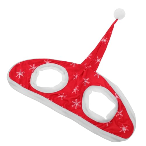 FONDOTIN Festliche Pferdeparty Mütze Rot Schneeflocken Pferdehut Weihnachtsdekoration Pferdeparade Kopfschmuck Komfortabler Großer Pferdehut für Aufnahmen und Feiern von FONDOTIN