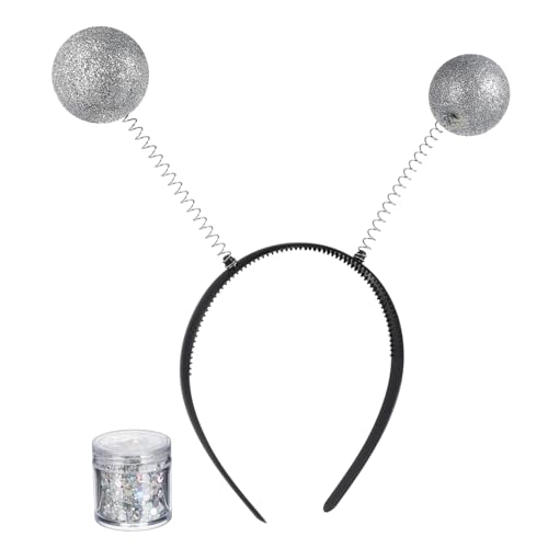 FONDOTIN Glitzer Stirnband Antennen Kopfschmuck aus Kunststoff mit Gesichtsglitzer Party Haarreif für Damen Karneval Fasching Halloween Kostüm Zubehör FONDOTIN Glitzer Stirnband Antennen Kopfschmuck aus Kunststoff mit Gesichtsglitzer Party Haarreif für Damen Karneval Fasching Halloween Kostüm Zubehör von FONDOTIN